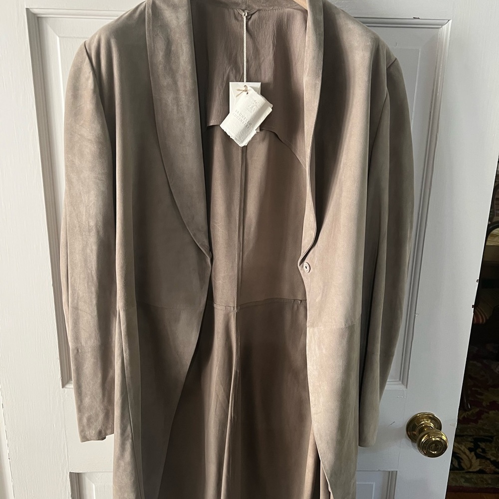 Brunello Cucinelli Suede Jacket, size 50, never worn, new with tags